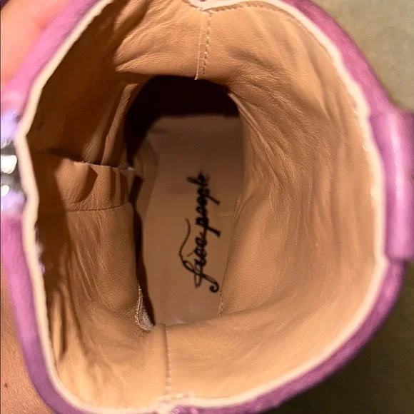 FREE PEOPLE Purple Leather Ankle Boots - Picture 8 of 12